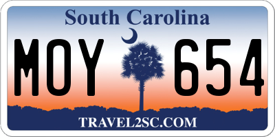 SC license plate MOY654