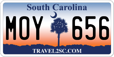 SC license plate MOY656