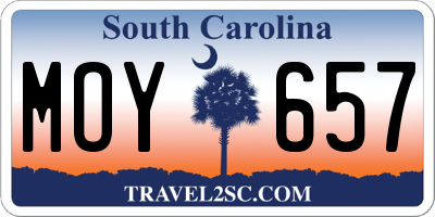 SC license plate MOY657