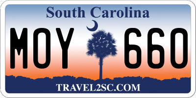 SC license plate MOY660