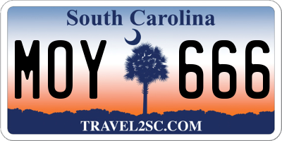 SC license plate MOY666