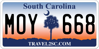 SC license plate MOY668