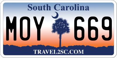 SC license plate MOY669