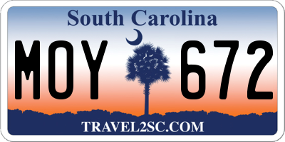 SC license plate MOY672