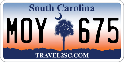 SC license plate MOY675