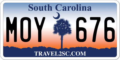 SC license plate MOY676