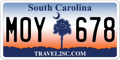 SC license plate MOY678