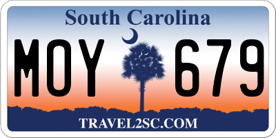 SC license plate MOY679