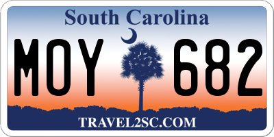 SC license plate MOY682