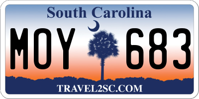 SC license plate MOY683