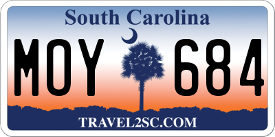SC license plate MOY684