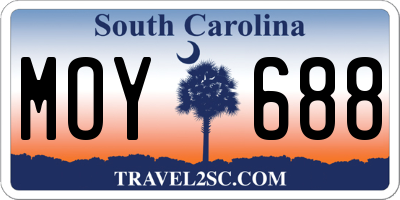 SC license plate MOY688
