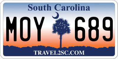 SC license plate MOY689