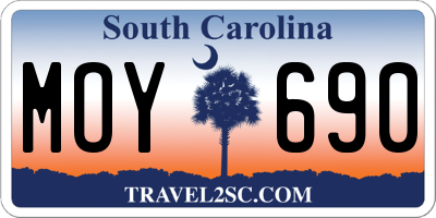 SC license plate MOY690