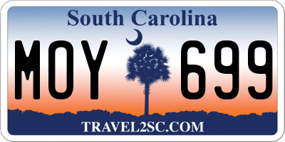 SC license plate MOY699