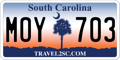 SC license plate MOY703