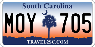 SC license plate MOY705