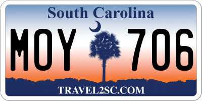 SC license plate MOY706