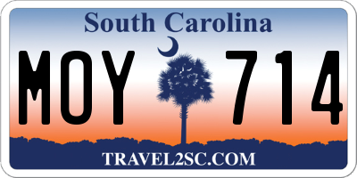 SC license plate MOY714