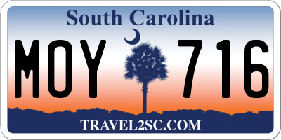 SC license plate MOY716