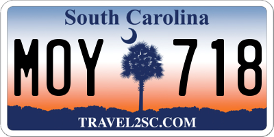 SC license plate MOY718
