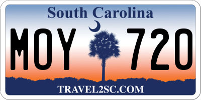 SC license plate MOY720