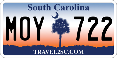 SC license plate MOY722