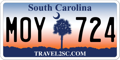 SC license plate MOY724
