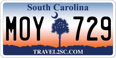SC license plate MOY729
