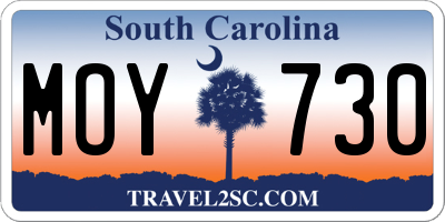 SC license plate MOY730