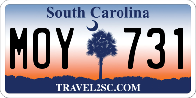 SC license plate MOY731