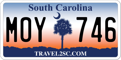 SC license plate MOY746
