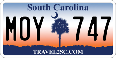 SC license plate MOY747