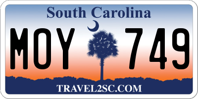 SC license plate MOY749