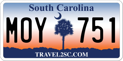 SC license plate MOY751