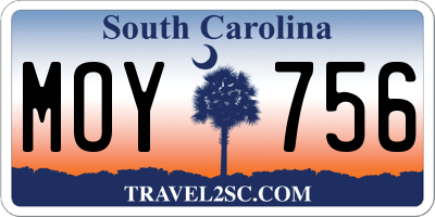 SC license plate MOY756