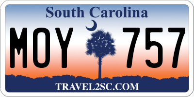 SC license plate MOY757
