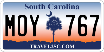 SC license plate MOY767