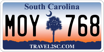 SC license plate MOY768