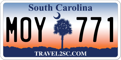 SC license plate MOY771