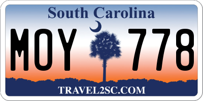 SC license plate MOY778