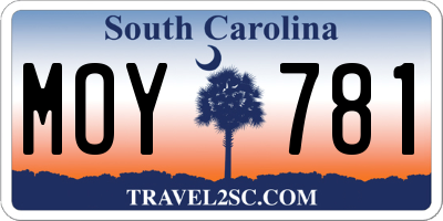 SC license plate MOY781