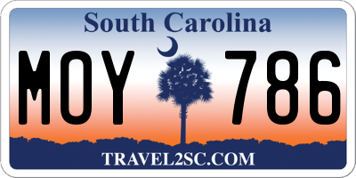 SC license plate MOY786
