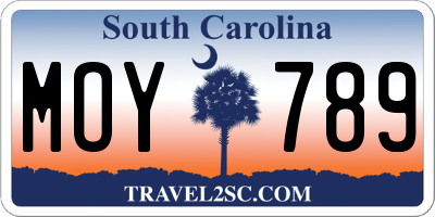 SC license plate MOY789