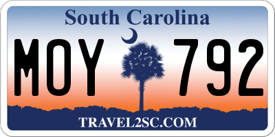 SC license plate MOY792
