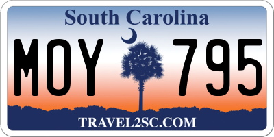 SC license plate MOY795