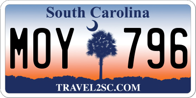 SC license plate MOY796
