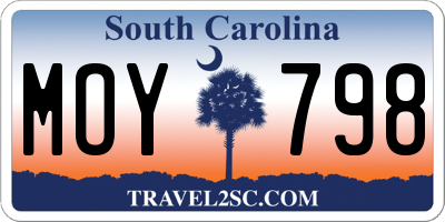 SC license plate MOY798