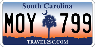 SC license plate MOY799