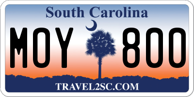 SC license plate MOY800